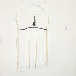 Maurices Flutter Sleeve Round Neck Casual Blouse XL White